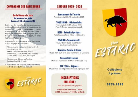 Brochure du Club Estarac 2025-2026 — recto