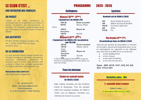 Brochure du Club Estarac 2025-2026 — verso